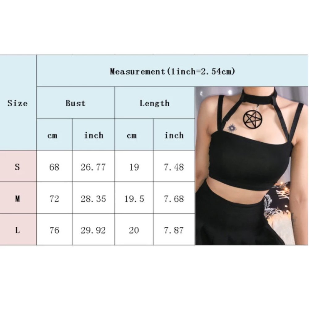 🌙 Convertible Black Star + Heart Choker Crop Top - Picture 7 of 7